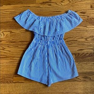 Lucca Couture Blue-White Stripe Romper